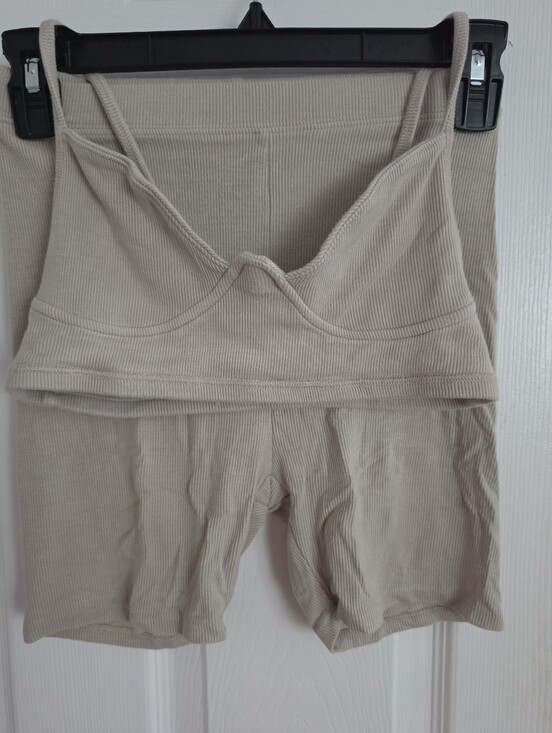 Joah Brown Pants - Joah Brown Ribbed Cream Relaxed Fit Shorts XS/SM SET